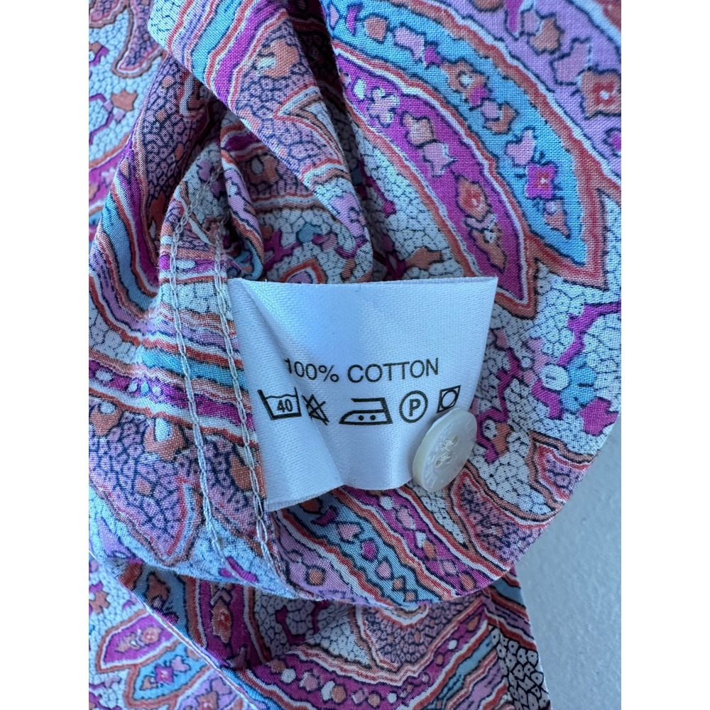 Liberty of London Cotton Button Down Shirt Size 14 Pink Paisley Long Sleeve - Picture 6 of 7